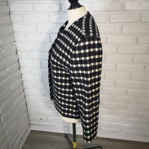 Ann Klein Ladies Size 12 Black & Ivory Checkered Wool & Cashmere Blend Blazer - Picture 5 of 9